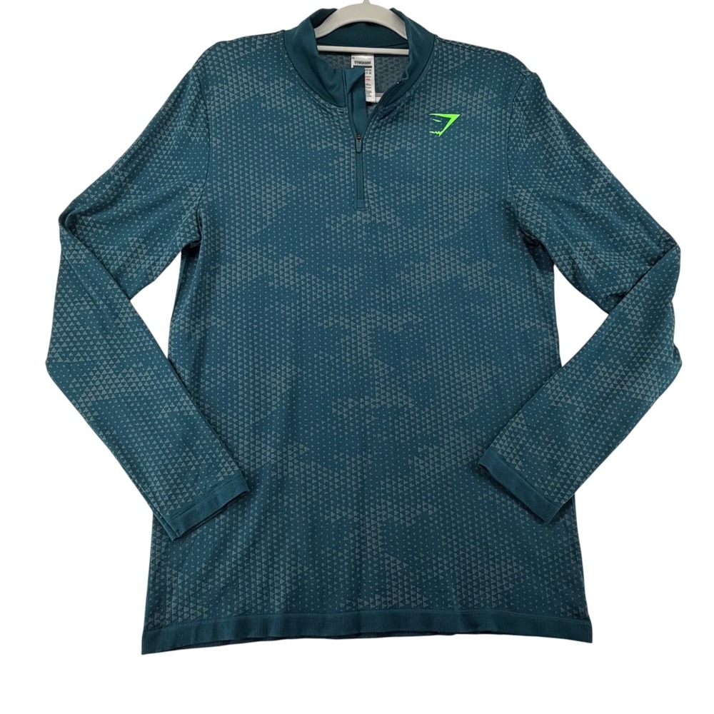 Gymshark Apex Seamless 1/4 Zip Pullover Mens Medium Teal Green Athletic Gym